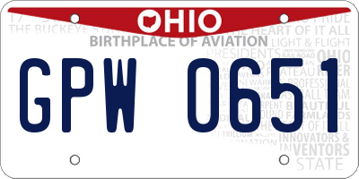 OH license plate GPW0651