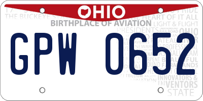 OH license plate GPW0652