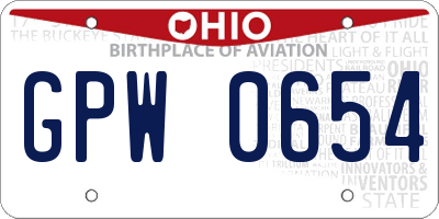 OH license plate GPW0654