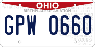 OH license plate GPW0660
