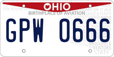 OH license plate GPW0666