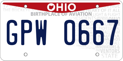 OH license plate GPW0667