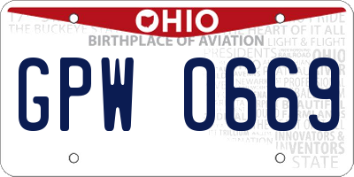OH license plate GPW0669