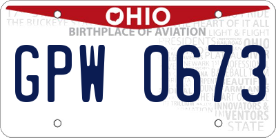 OH license plate GPW0673