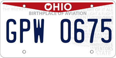 OH license plate GPW0675