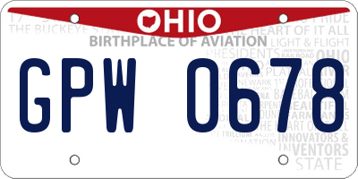 OH license plate GPW0678