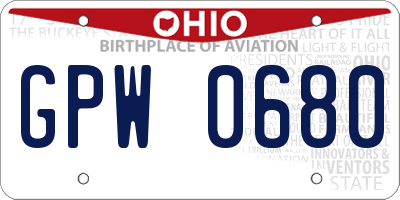 OH license plate GPW0680