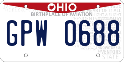 OH license plate GPW0688