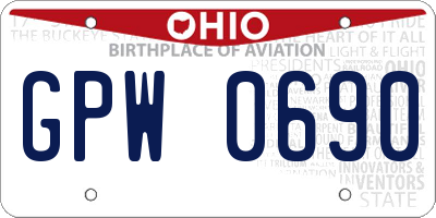 OH license plate GPW0690