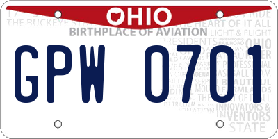 OH license plate GPW0701
