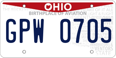 OH license plate GPW0705