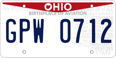 OH license plate GPW0712