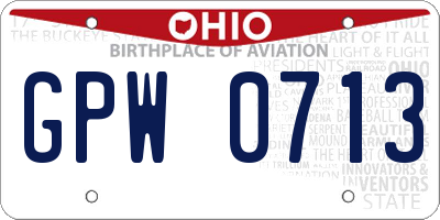 OH license plate GPW0713