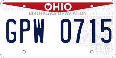 OH license plate GPW0715