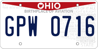 OH license plate GPW0716