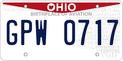 OH license plate GPW0717