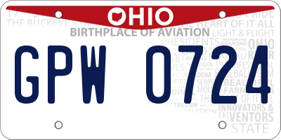 OH license plate GPW0724