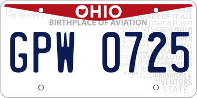OH license plate GPW0725