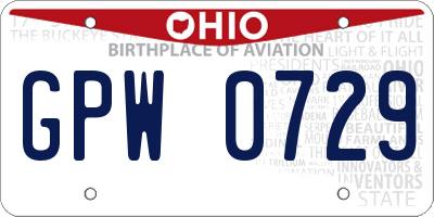 OH license plate GPW0729