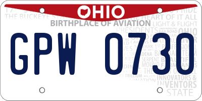 OH license plate GPW0730