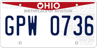 OH license plate GPW0736