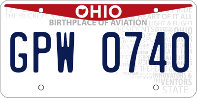 OH license plate GPW0740