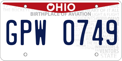 OH license plate GPW0749
