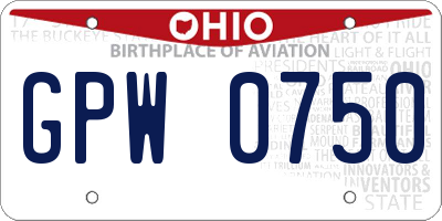 OH license plate GPW0750