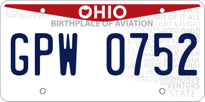 OH license plate GPW0752