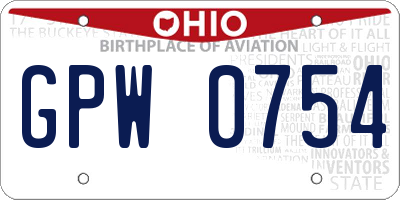 OH license plate GPW0754