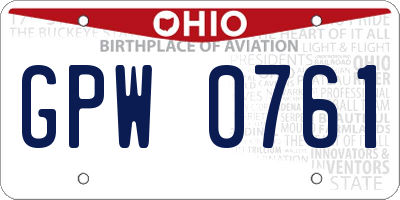 OH license plate GPW0761