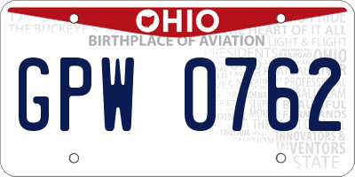 OH license plate GPW0762
