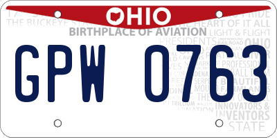 OH license plate GPW0763