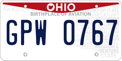 OH license plate GPW0767
