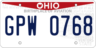 OH license plate GPW0768