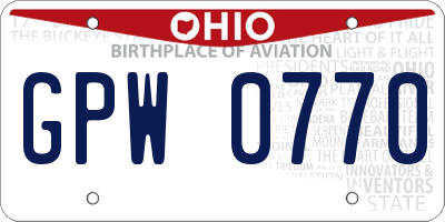OH license plate GPW0770