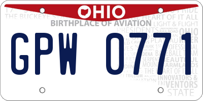 OH license plate GPW0771