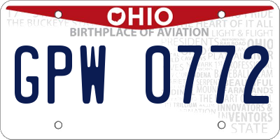 OH license plate GPW0772