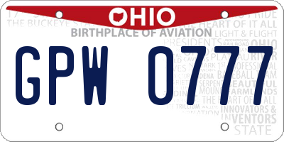 OH license plate GPW0777