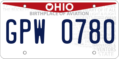 OH license plate GPW0780