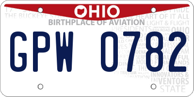 OH license plate GPW0782