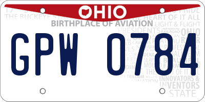 OH license plate GPW0784