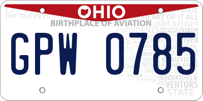 OH license plate GPW0785