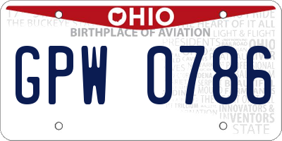 OH license plate GPW0786