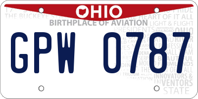OH license plate GPW0787