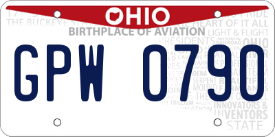 OH license plate GPW0790