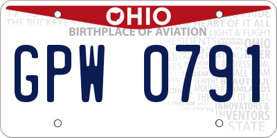 OH license plate GPW0791