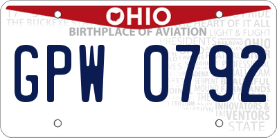 OH license plate GPW0792