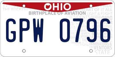 OH license plate GPW0796