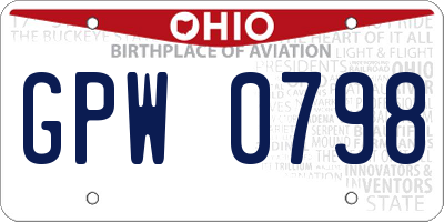 OH license plate GPW0798